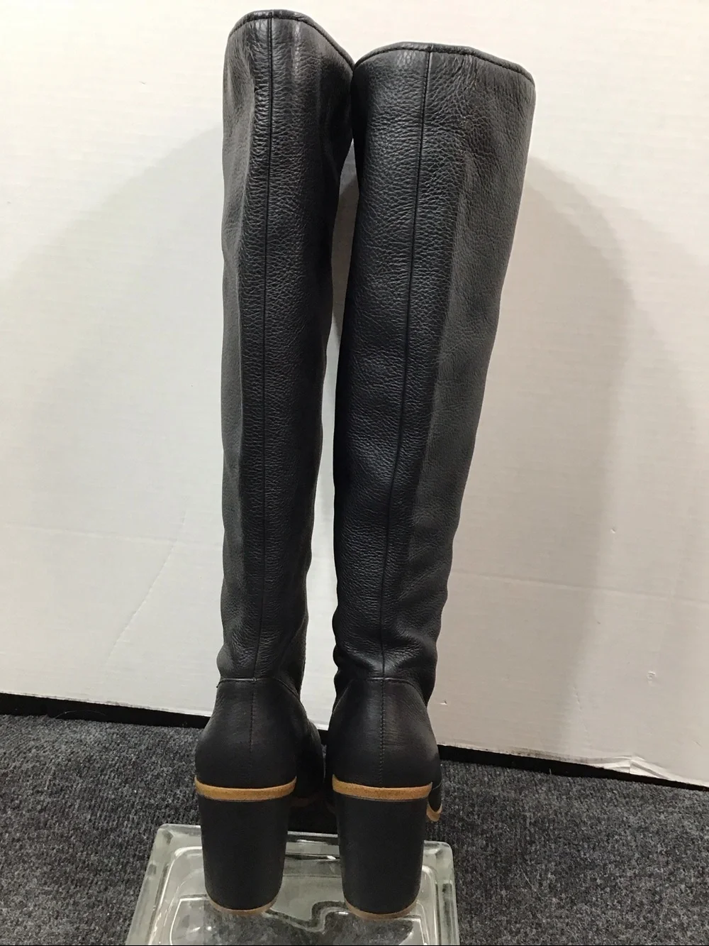 1. State Paiton Black Leather Over-the-Knee Block Heel Boots 7.5